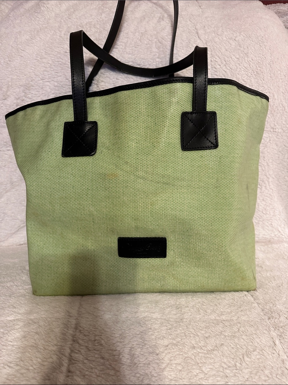 Dooney & Bourke Large Green Canvas Tote Bag with Black Trim